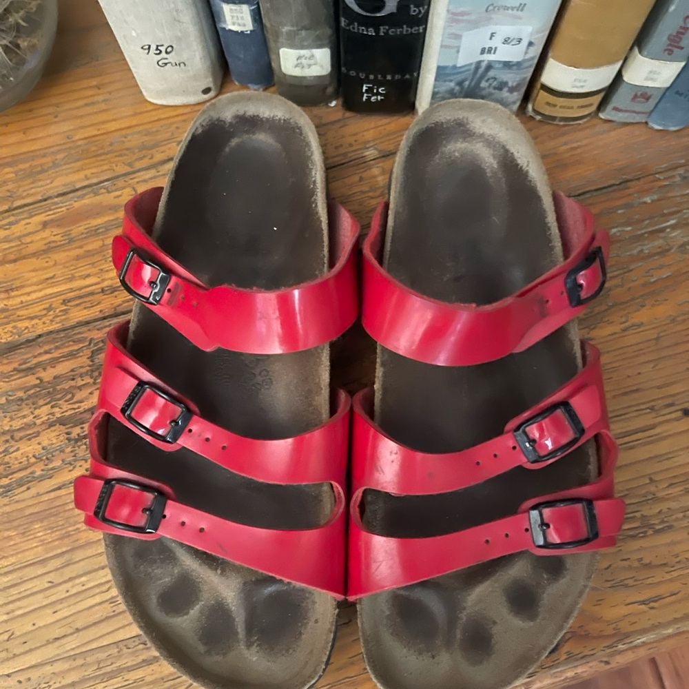 Birkenstock Red Triple-Strap Sandals